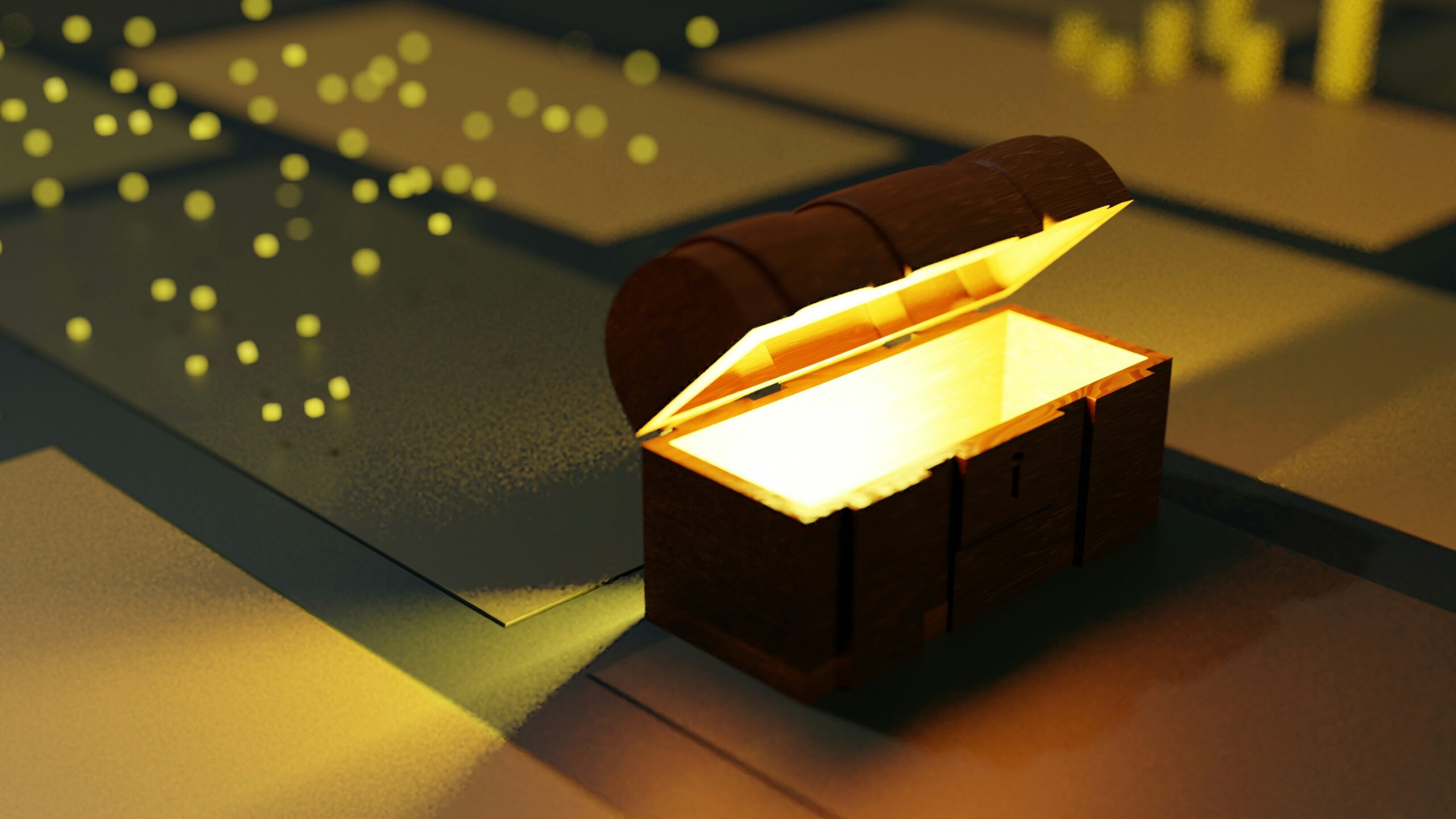 immagine di un bauletto aperto con una luce gialla